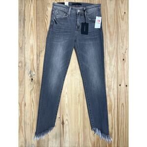 NWT Flying Monkey Mid Rise Curved Fray Ankle Hem Ankle Skinny Size 25 Gray